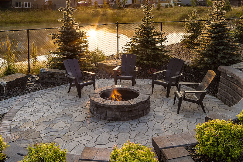 mesa flagstone patio with firepit